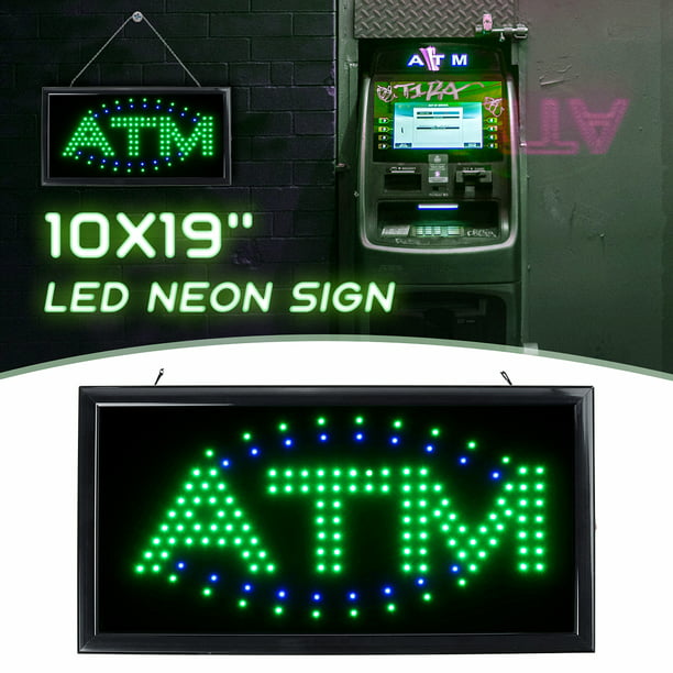 LED ATM Open Light Sign Super Bright Electric Advertising Display Board for Business Shop Store Window Bedroom Decor 24 x 12 inches 